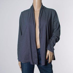 LL Bean Navy Striped Cardigan M-P